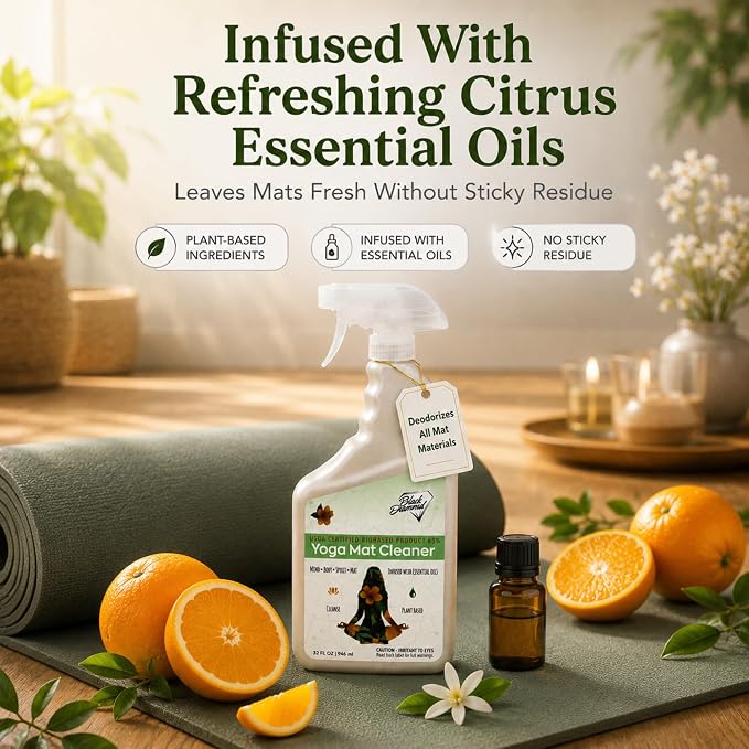Black Diamond Stoneworks Yoga Mat Spray Cleaner: USDA Certified BIOBASED- Essential Oils, Safe for All Type of Materials, Exercise, Pilates, or Workout Mats. (1 quart)