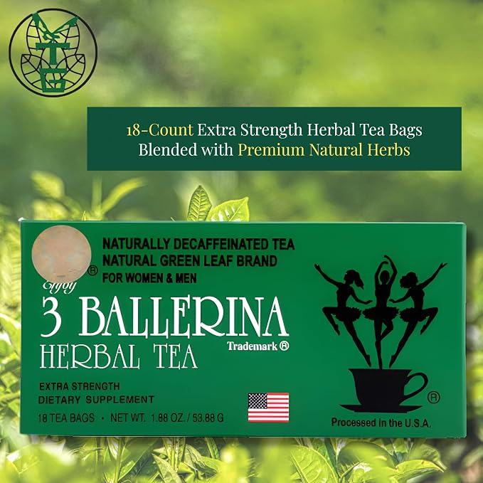 3 Ballerina Diet Tea Extra Strength – Caffeine-Free Herbal Tea Bags for Digestive Comfort – Pack of 6 (108 Count)