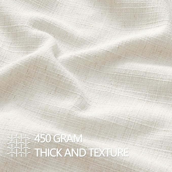 MIULEE Thick Textured Euro Sham Throw Pillow Covers 26x26 in Natural Beige | Set of 2, Decorative Linen Blend Pillow Cover, Flange Edge Design, Farmhouse Modern Boho Style, Bed Couch Living Room Decor