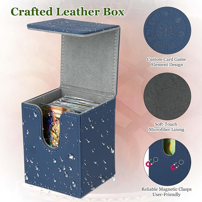 Arkeiliy MTG Deck Box with 50 Pcs Card Sleeve, 110+ Card Storage Leather Deck Box for Magic Commander, Collectible Trading Card Cases (4 Pack III)