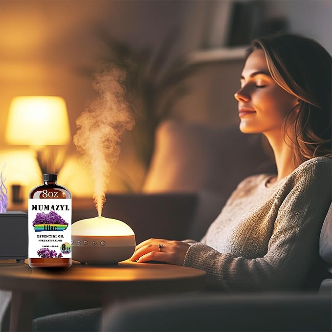 Lilac Essential Oil, Lilac Oil 8 Fl Oz 240ML for Diffuser Humidifier Yoga Cleaning DIY Candle Soap Making MUMAZYL Essential Oils