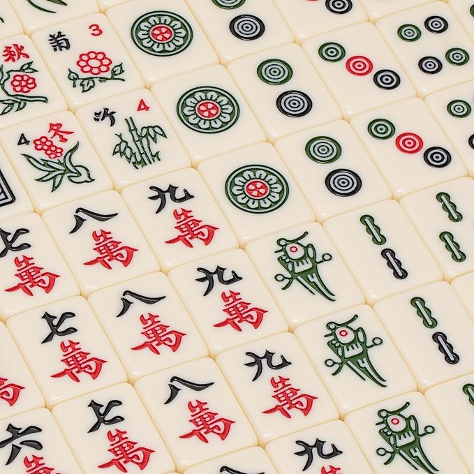 Small Size Chinese Mahjong Set, “Rogue Classic” with 146 Ivory Colored Tiles, Vinyl Case, Wind Indicator and Dice - for Chinese Style Gameplay Only [經典象牙」中國麻將] by Yellow Mountain Imports