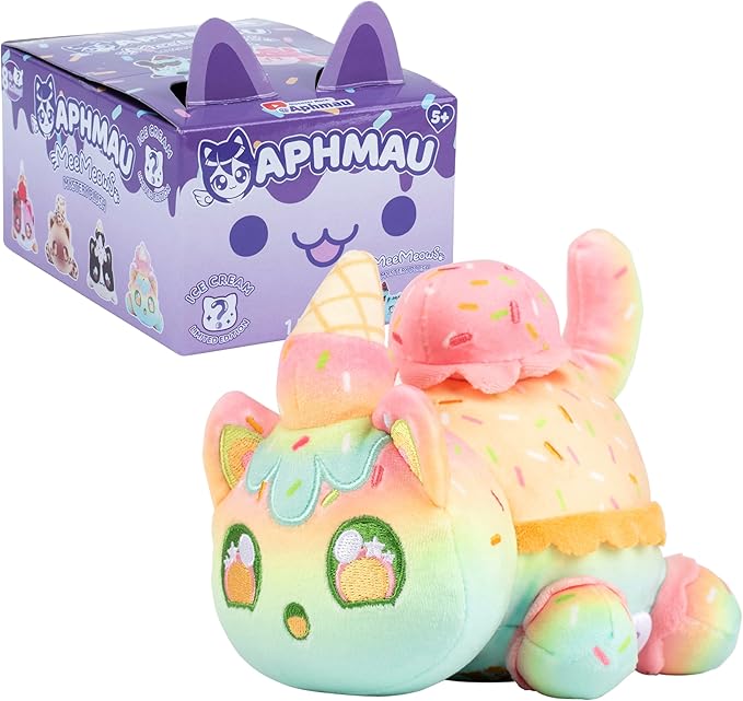 Aphmau 6” MeeMeow Mystery Plush – Ice Cream; YouTube Gaming Channel, Blind Box, 1 of 8 Possible Ice Cream MeeMeows, Official Merch