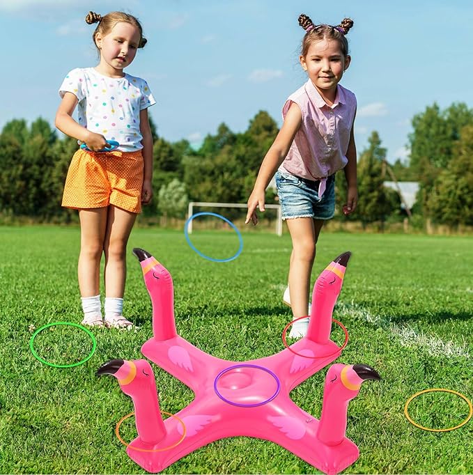 Voiiake Pool Floats Toys Games Set, Inflatable Cross Ring Toss Game Toy with 6pcs Rings for Kids Adults Family, Swimming Pool Water Game