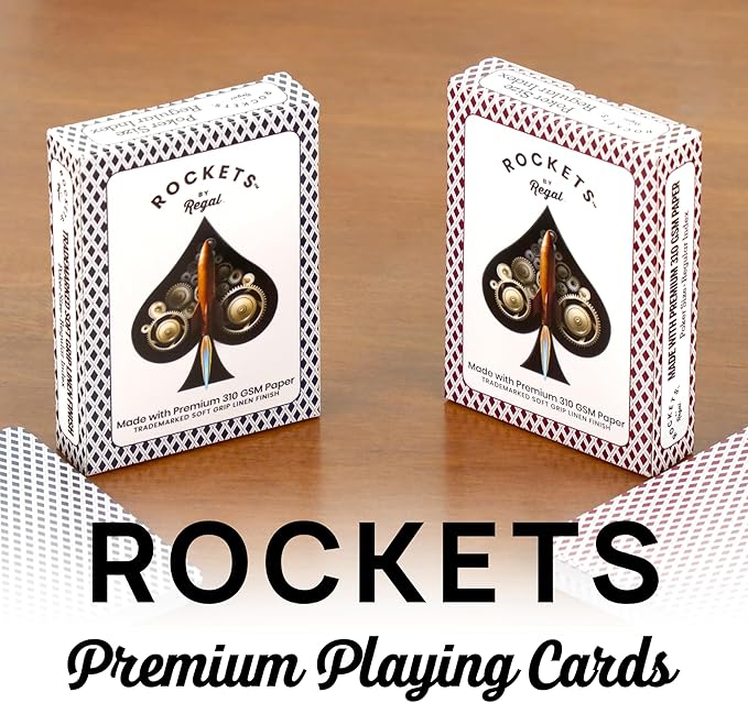 Regal Games Rockets Bulk Playing Cards Set for Adults & Professionals - 144 Standard Decks, 310 GSM Linen Finish - Poker Cards for Blackjack, Euchre, Canasta - Casino Grade, Travel & Game Night Cards