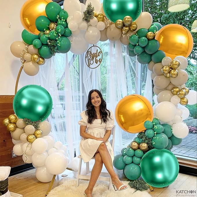 KatchOn, Green and Gold Foil Balloons – 22 Inch, Pack of 6 | Gold Mylar Balloons for Graduation Decorations 2026 | Mardi Gras, Fiesta Party Football, Jungle, Safari Party Decorations