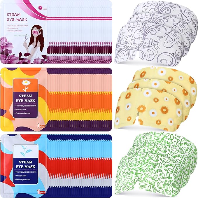 144 Packs Steam Eye Mask Disposable Self Heating Eye Mask for Dry Eyes Spa Warm Sleep for Home Office Travel Eyestrain Relieve