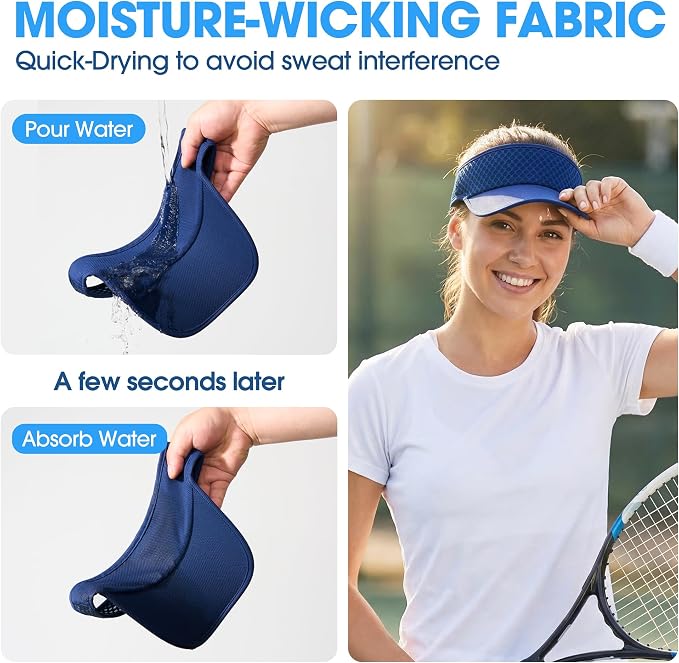 LONGLONG Sports Sun Visor Hat with Non-Slip Toggle Breathable for Women Men | Adjustable Quick Dry Moisture-Wicking Soft Lightweight Mesh Sun Protection Cap Golf Tennis Pickleball Running Garden Hiking
