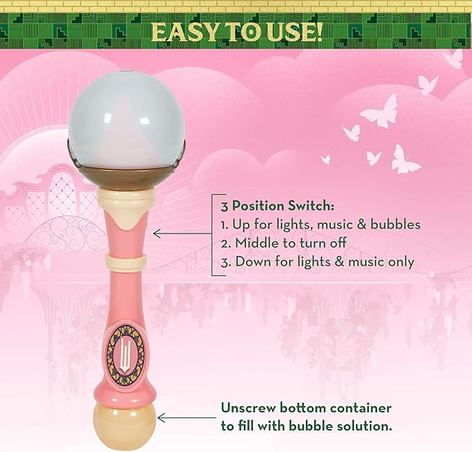 Wicked Glinda Light and Sound Musical Bubble Wand, Includes Bubble Solution
