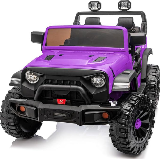 Outfunny 2 Seater Ride on Car Toy, 24V 4WD Electric Car for Kids 4-8 with Remote Control, 4x200W Motors, Capacity 150 lb - Purple