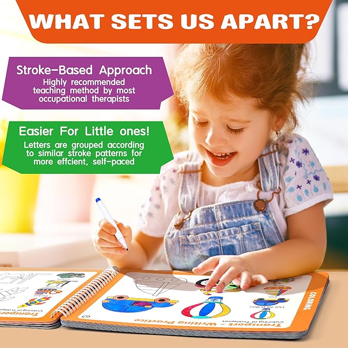 iHarPro Preschool Learning Activities - 52 Pages Handwriting Practice Tracing Books for Kids, Montessori Toys Kindergarten Educational Workbooks Age 3-6, with 12 Dry Erase Markers