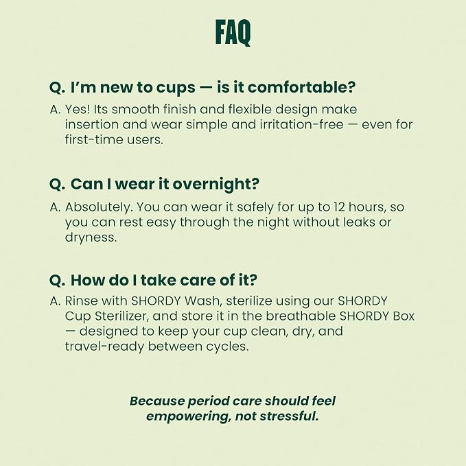 SHORDY Reusable Menstrual Cups - Small & Large Comfort Period Cups | Light & heavy flow, Soft medical grade silicone, Wear up to 12 hrs, Pads disc & tampons alternative Copa menstrual