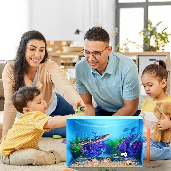 23 Pcs Ocean Diorama Kit Under The Sea Animal Figure Toys Realistic Ocean Animal Figurines Toy Including Shark, Whale, Corals Artificial Coral Seagrass with a Gift Box for Birthday Party Decorations