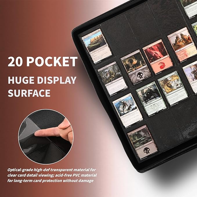 2000 Pockets Trading Card Binder, 20-Pocket Card Ablum Compatible with MTG,Sports Cards & Other Standard Size Trading Card (GREEN)