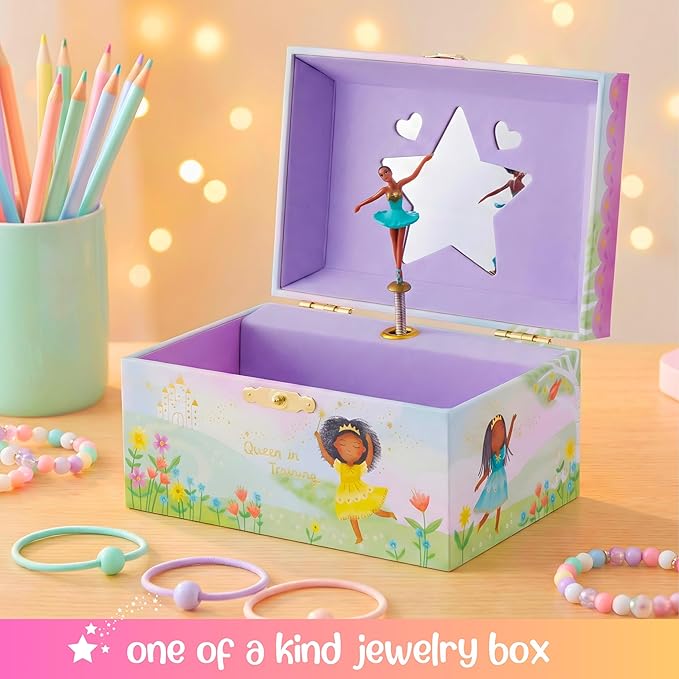 Giggle & Honey Ballerina Jewelry Box - Ballerina Gifts for Girls Age 4-6- Kids Jewelry Box with Spinning Ballerina - 6 x 4.7 x 3.5 in