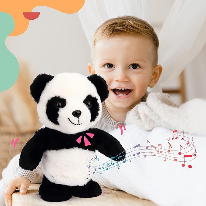 Easfan Talking Panda Repeats What You Say Electric Walking Singing Stuffed Animal Interactive Funny Plush Toy Musical Speaking Animated Toy Birthday for Kids Boys Girls, 8’’