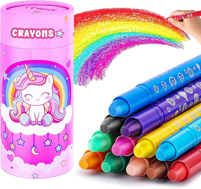 DreamCandy Twist Crayons for Toddlers,12 Colors Non Toxic Washable Crayons for Kids,Art Supplies Drawing Coloring Crayon Set,Gift for Boys and Girls,Back to School,Stocking Stuffers