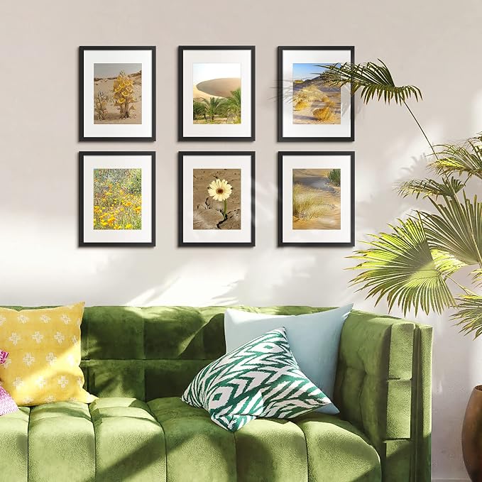 upsimples 11x14 Picture Frame Set of 10, Display Pictures 8x10 with Mat or 11x14 Without, Multi Photo Frames Collage for Wall Display, Black | Fit 8x10 with Mat and 11 x 14 Photos, Wall or Tabletop Display, For Gallery Hallway Living Room, For Christmas