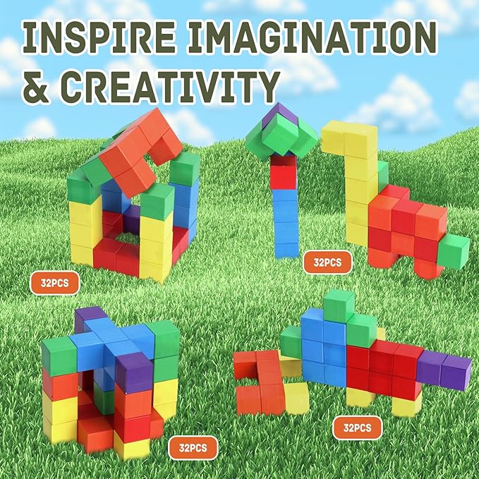 Magnetic Blocks with Magnet Iron Box - Travel Magnetic Building Toys for Toddlers Kids Ages 4-8, Road Trip ‌Sensory Toy Christmas Birthday Gifts for Boys & Girls - 32Pcs