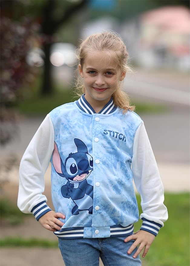 Disney Minnie Mickey Stitch Princess Frozen Marvel Jacket Lightweight Coat Button up Color Block Sweatshirt Sizes 2-14 Years
