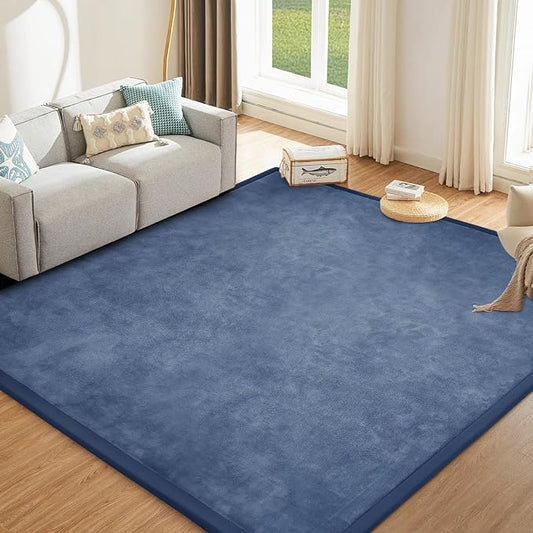 Baby Play Mat for Floor Nursery Rug Muscle Mat Area Rug Playroom Rug 79"x110" Playpen Mat Elastic Foam 1.3" Thick Crawling Mat for Babies,Toddlers, Infants, Kids,Sapphire Blue