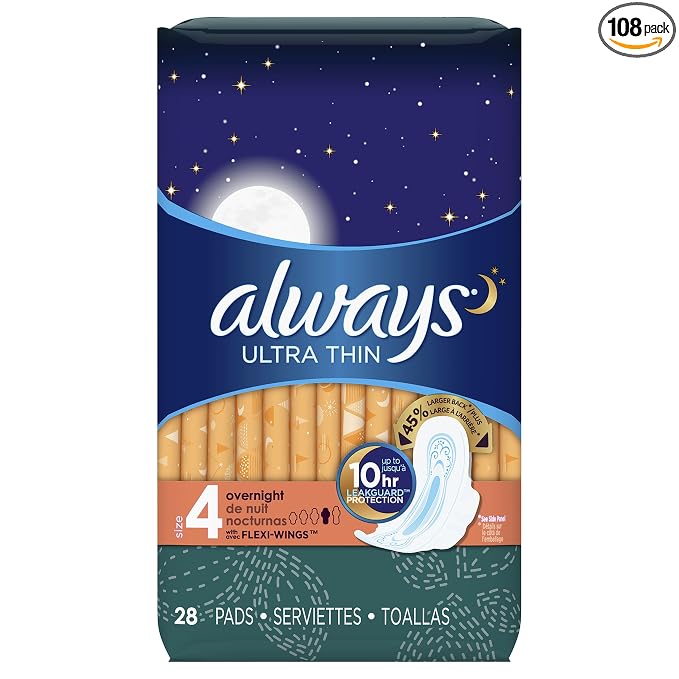 Always Pads Ultra Thin Size 4-28 Count Overnight (3 Pack)