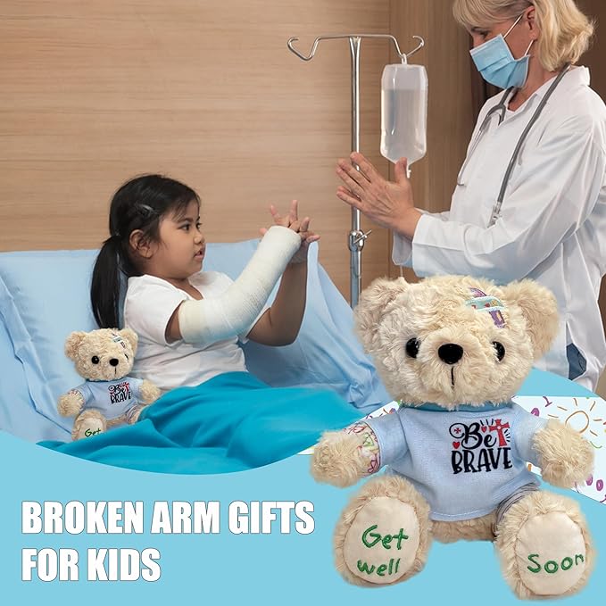 Cuddly Get Well Soon Bear with Cast, Soft Broken Arm Gifts for Kids Toddlers Woman Man Friends, 8" Heartwarming Get Well Soon Stuffed Animal for boy Girl After Surgery Recovery