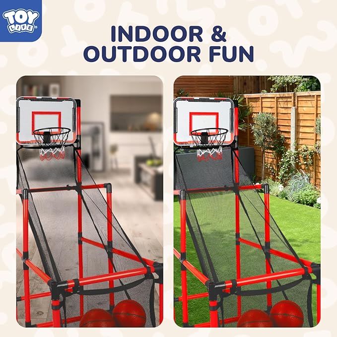 TOY Life Arcade Basketball Game Set Height Adjustable Easy Set Up with 4 Balls and Hoop Game for Kids 3 to 12 Years Old Indoor Outdoor Sport Play, Air Pump Included, Toys for Boys 5-7 Competition