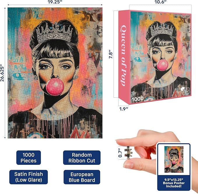 Queen of Pop (#4) – 1000 Piece Jigsaw Puzzle for Adults | Premium European Blue Board | Satin Low-Glare Finish | Ribbon Cut | Bonus Poster | Display-Worthy Box | Printed in USA | Final Piece Puzzles