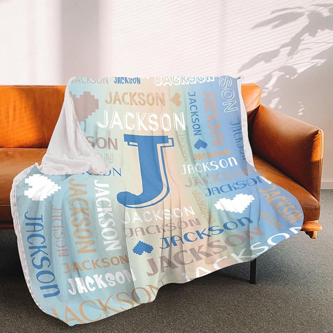 Personalized Name Blanket for Kids Adults, Custom Blanket with Name, Customized Baby Blanket for Girls Boys, Personalized Birthday Gifts for Women Men
