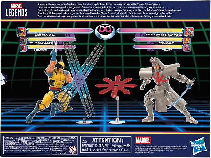Marvel Legends Series Gamerverse Wolverine vs Marvel's Silver Samurai, Retro Video Game -Inspired Collectible 6-Inch Action Figures