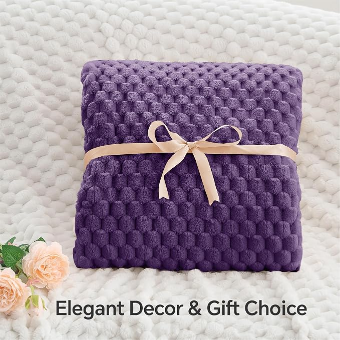 BEDELITE Purple Throw Blanket for Couch, Soft Cozy Gifts for Women, 50 * 60 | 3D Jacquard Decorative Fleece Blanket, Super Soft Plush Throws, Cute Birthday Gift for Women & Men, Suitable for All Seasons