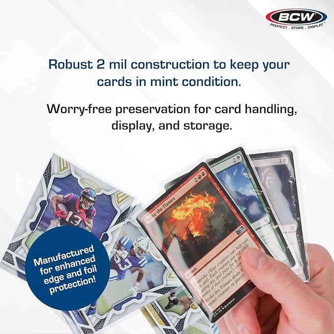 BCW Penny Sleeves - 1000 Crystal Clear Acid-Free Sleeves - 2-5/8" x 3-5/8" | for Trading Cards - Baseball, Basketball, Football, Hockey, Pokemon, MTG