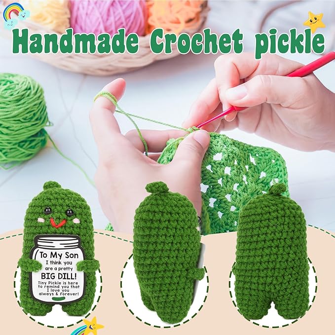 MAMAGIFTREE Funny Son Gifts Christmas Gifts for Son, Stocking Stuffers for Kids or Adults Son, Unique Son Gifts from Mom or Dad, to My Son Present, Son Birthday Gifts - Handmade Crochet Pickle