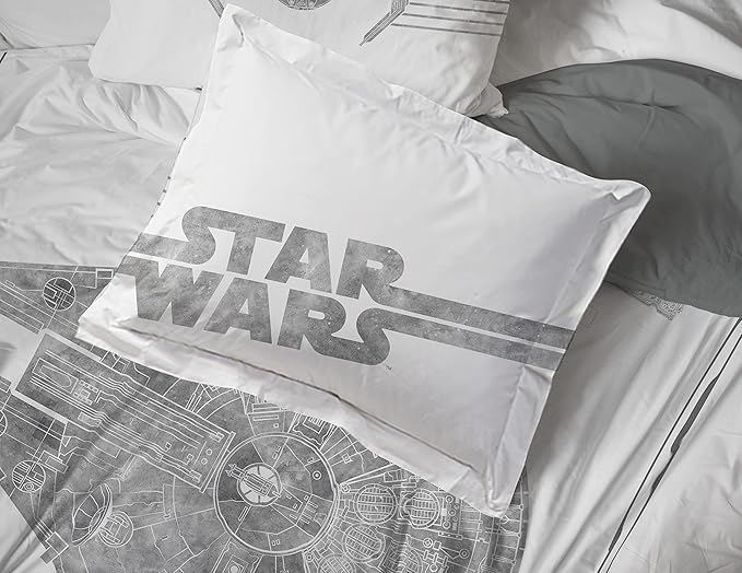 Jay Franco Star Wars Falcon Schematics 7 Piece Full Size Bed Set - Includes Comforter & Sheet Set - Super Soft Kids Bedding Fade Resistant Microfiber