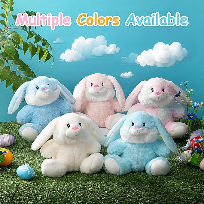 HollyHOME Bunny Stuffed Animal, Easter Bunny Plush Toys, Soft and Cuddly Stuffed Rabbit Easter Gift for Kids Baby Girls 7inch Rainbow