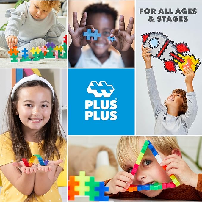 PLUS PLUS 3D Puzzle Building Block Set, 70 Mini Interlocking Pieces, Fun Holiday Activities for Kids - Santa Claus Mini Maker Tube