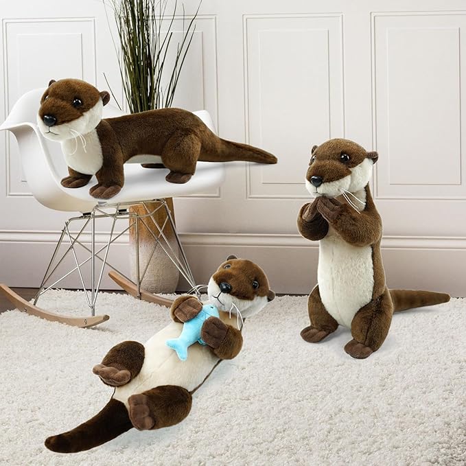 River Otter Stuffed Animals for Kids,Lying Posture Otter Ocean Cute Animal Plush Toy Birthday Gift for Boys Girl Children（Lying）