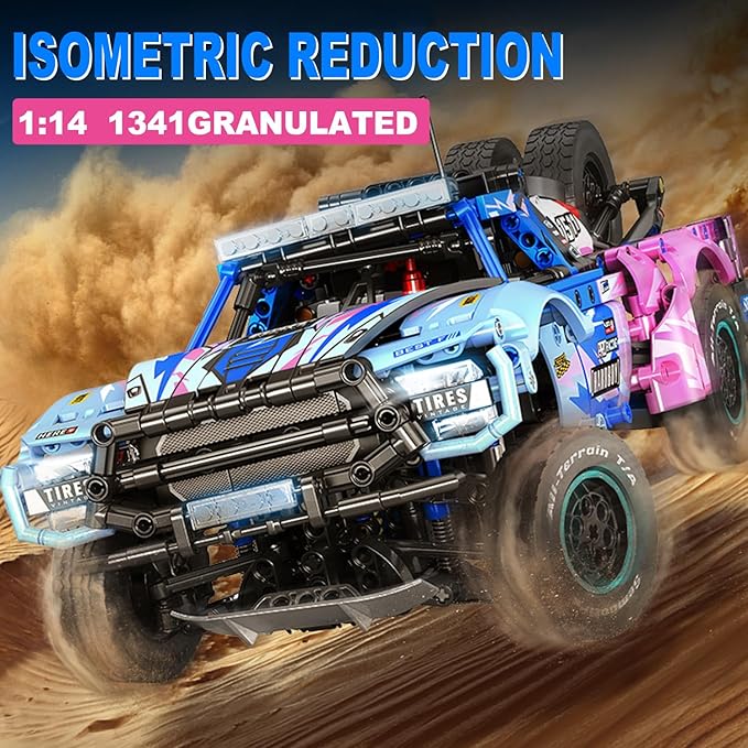 Baja 1000 Trophy Truck Building Blocks Kit,1:12 Scale MOC Race Car Building Toys,Collectible Car Model,for 14+ Year Boys,Adult(1341 Pieces)