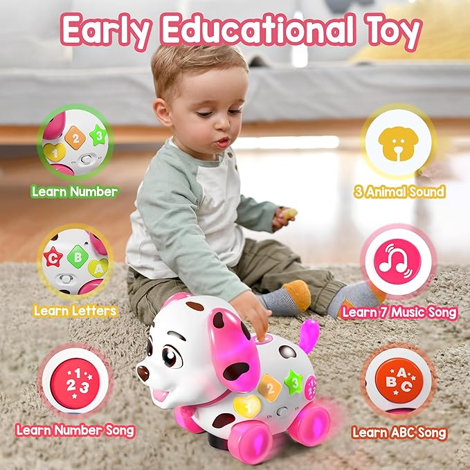 Musical Bilingual Puppy Toys for 1 Year Old Girl Gifts, First 1st Birthday Girl Gifts for 1 Year Old Toy, Learning Educational Baby Toy 6-12-18 Months