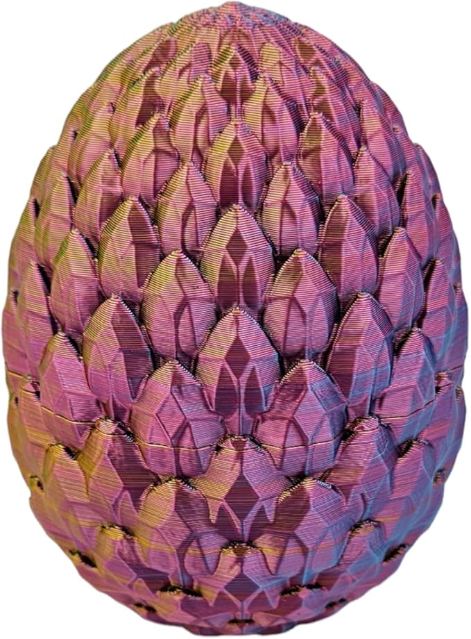 Surprise Dragon Egg Articulating Gemstone Dragon Fidget Figurine - 3D Printed Dragons Flexible ADHD, Autism, Relief Anxiety - Articulated Joints (Red Yellow Green)