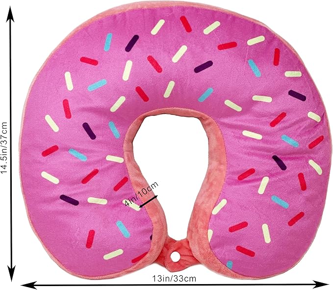 Donut Pillow for Ear Piercings - Comfortable Soft Ear Pillow for Side Sleeping - Reduces Ear Discomfort - Fun Decor, Stuffed Cushion and Toy, 14 Inches (Pink Blush)