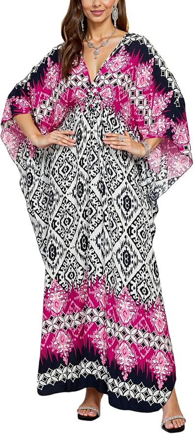 Mumu Dresses for Women Plus Size, Bohemian Kaftan Beach Cover Up Long Maxi Nightgown Soft Loungewear