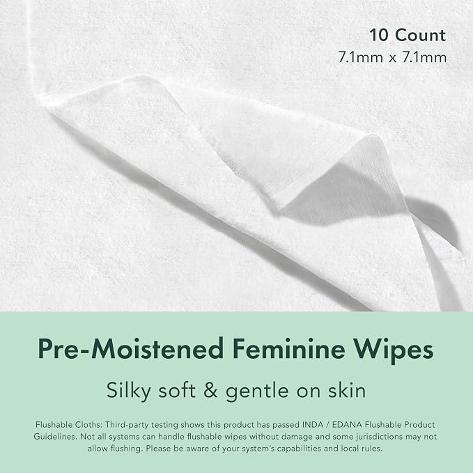 Rael Feminine Care, Period Essential for Women - Organic Cotton Cover Regular & Overnight Pads for Women, Regular Panty Liners and Feminine Wipes
