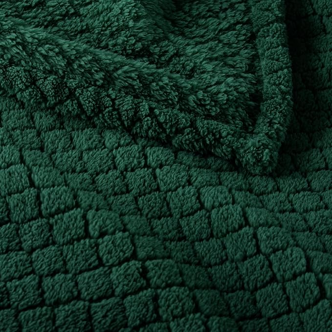 Exclusivo Mezcla Soft Fleece Twin Size Blanket for Bed, Forest Green | Jacquard Lightweight Cozy Bed Blanket, Breathable Decorative Fuzzy Textured All Season Use, 60x80 Inches