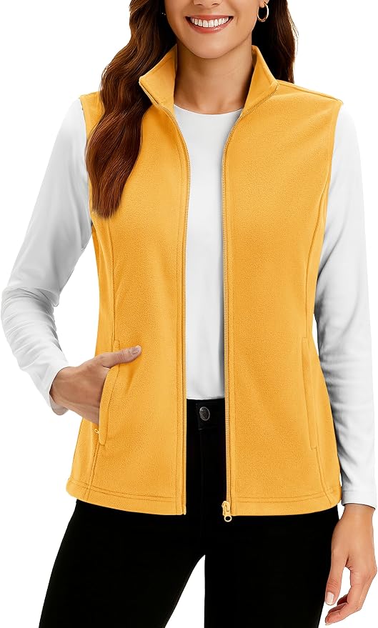 TACVASEN Women's Fleece Vest Lightweight Sleeveless Zip Jacket Outerwear | Soft Polar,Zipper Pockets,Stand Collar,Fall Winter Warm,Outdoor,Athletic,Running,Hiking,Travelling,Golf,Work