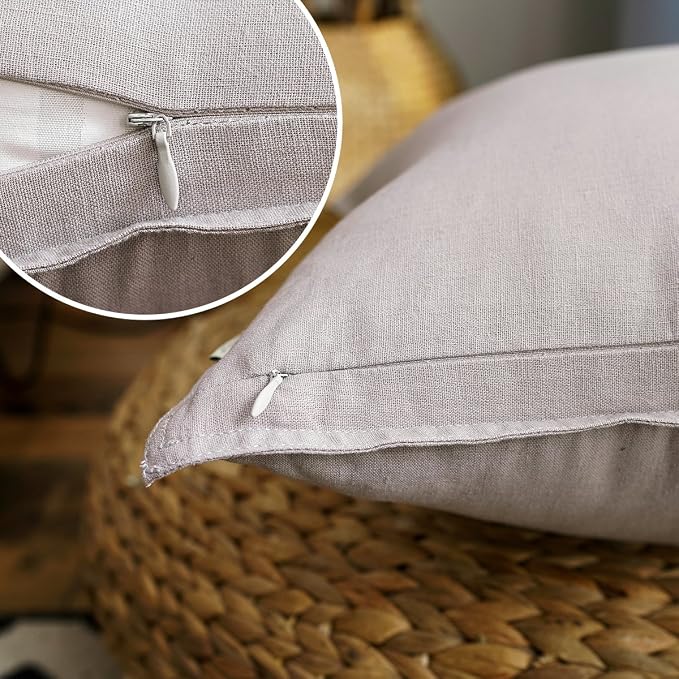 Jeanerlor Decorative Cotton Linen Chair Natural Throw Pillow Case, Sofa Durable Classy, Comfortable Cushion Cover for Living Room Car 26"x26"(65 x 65cm), Silver Grey