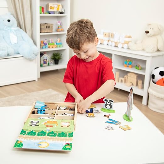 Melissa & Doug Occupations Magnetic Dress-Up Wooden Dolls Pretend Play Set (82 pcs) Pretend Play & Preschool Toys for Kids Ages 3+