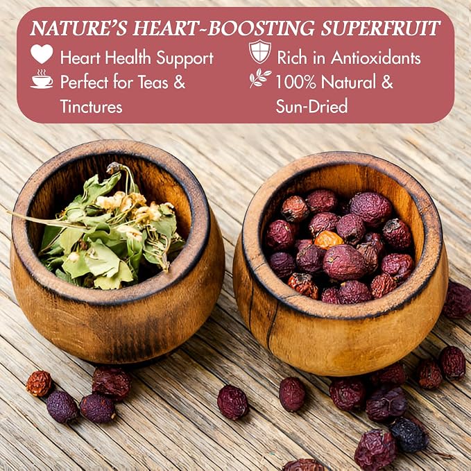 Cure wid Pure Organic Hawthorn Berry Tea 16oz | Non-GMO Caffeine-Free Hawthorne Berry Tea | Resealable Eco-Friendly Bag | Dried Hawthorn Berries For Heart Health,High Blood Pressure Support & Wellness