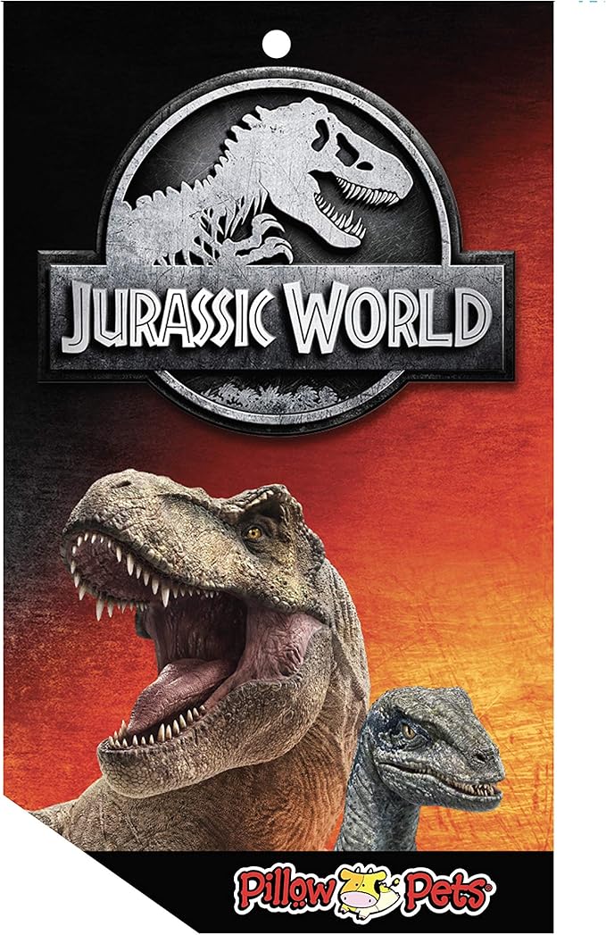 Pillow Pets 16” Blue Velociraptor Stuffed Animal, Jurassic World Dinosaur Plush Toy